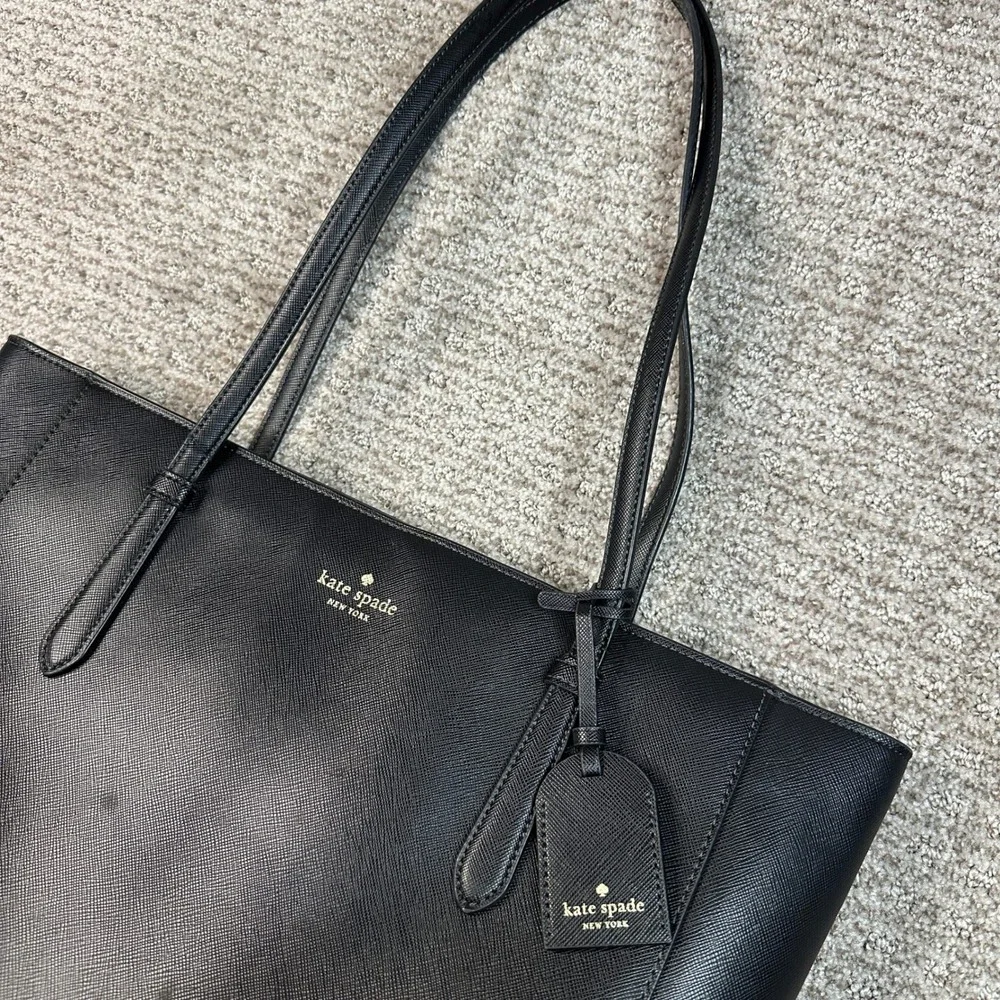 Kate Spade New York Black Saffiano Leather Tote Bag Shoulder Purse WKRU4094